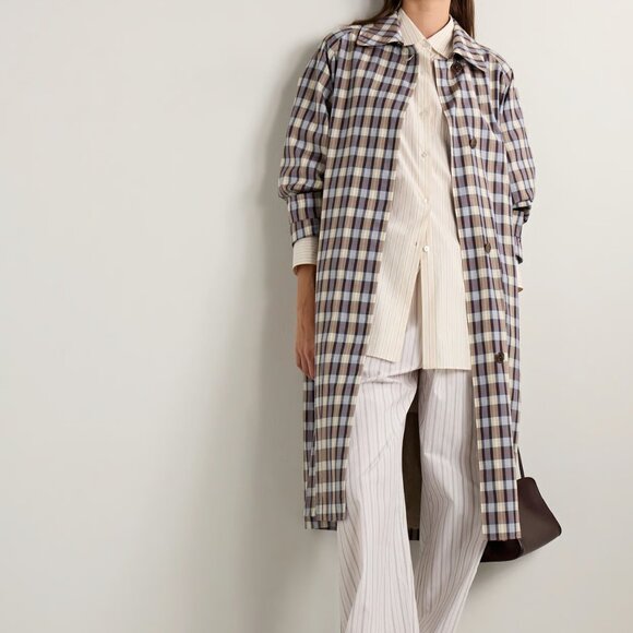 The Row Jackets & Blazers - THE ROW Tavishina Checked Silk And Cotton-blend Poplin Coat In Neutrals